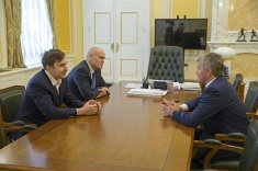Russian Sports Minister Pavel Kolobkov Meets Andrey Filatov, Sergey Karjakin, Mark Glukhovsky