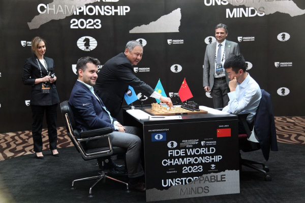 Ian Nepomniachtchi and Ding Liren Draw Game 1